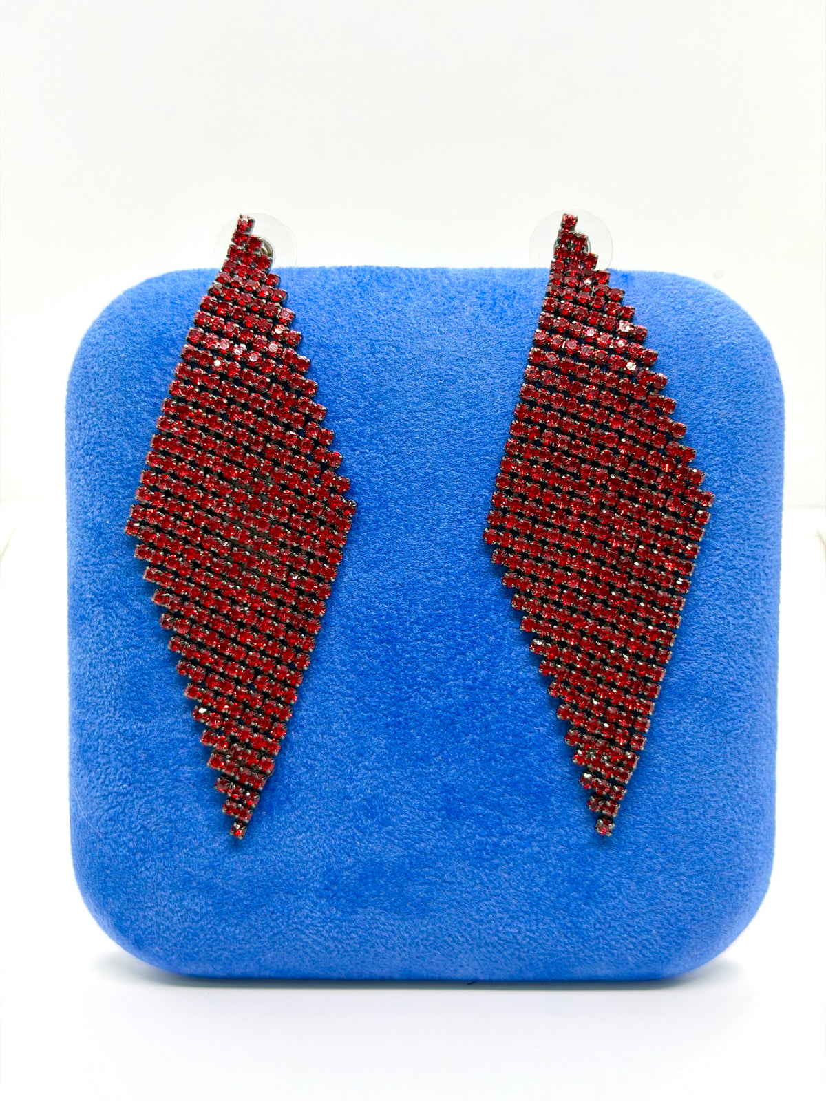 Orecchini Rombi Glam Rosso Rubino