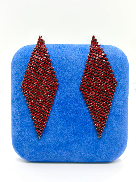 Orecchini Rombi Glam Rosso Rubino