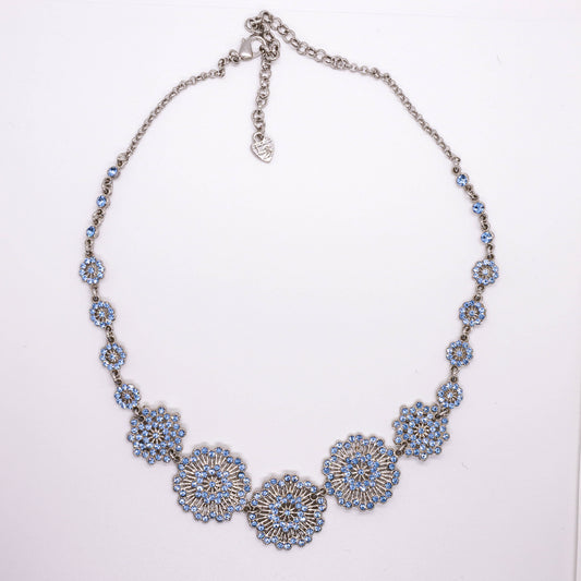 Collana girocollo cristalli azzurri.
